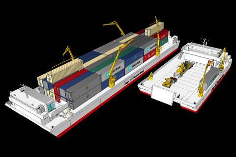 The Alego 72m and 36m cargo vessels are based on 40ft hi-cube containers: the 72 can reach 146m in length.